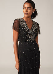 Pascale Jewelled Tulle Dress - Black