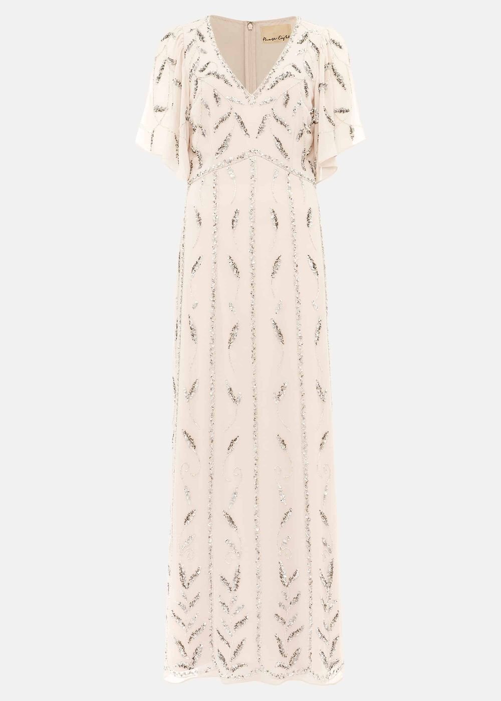 Meredith Embellished Leaf Dress - Pearl