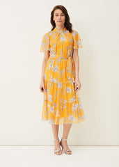 Emmalyn Tiered Georgette Dress - Canary