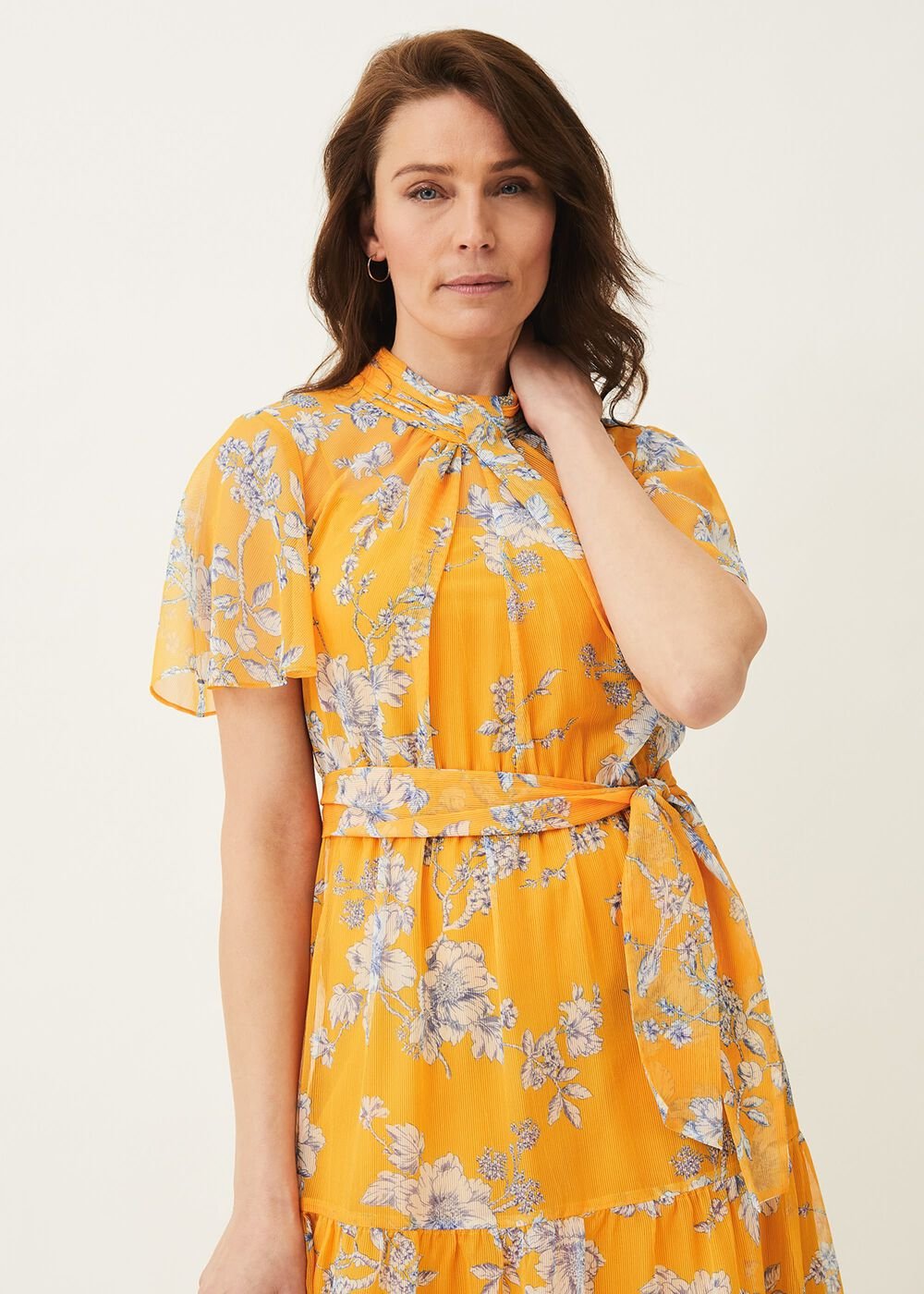 Emmalyn Tiered Georgette Dress - Canary