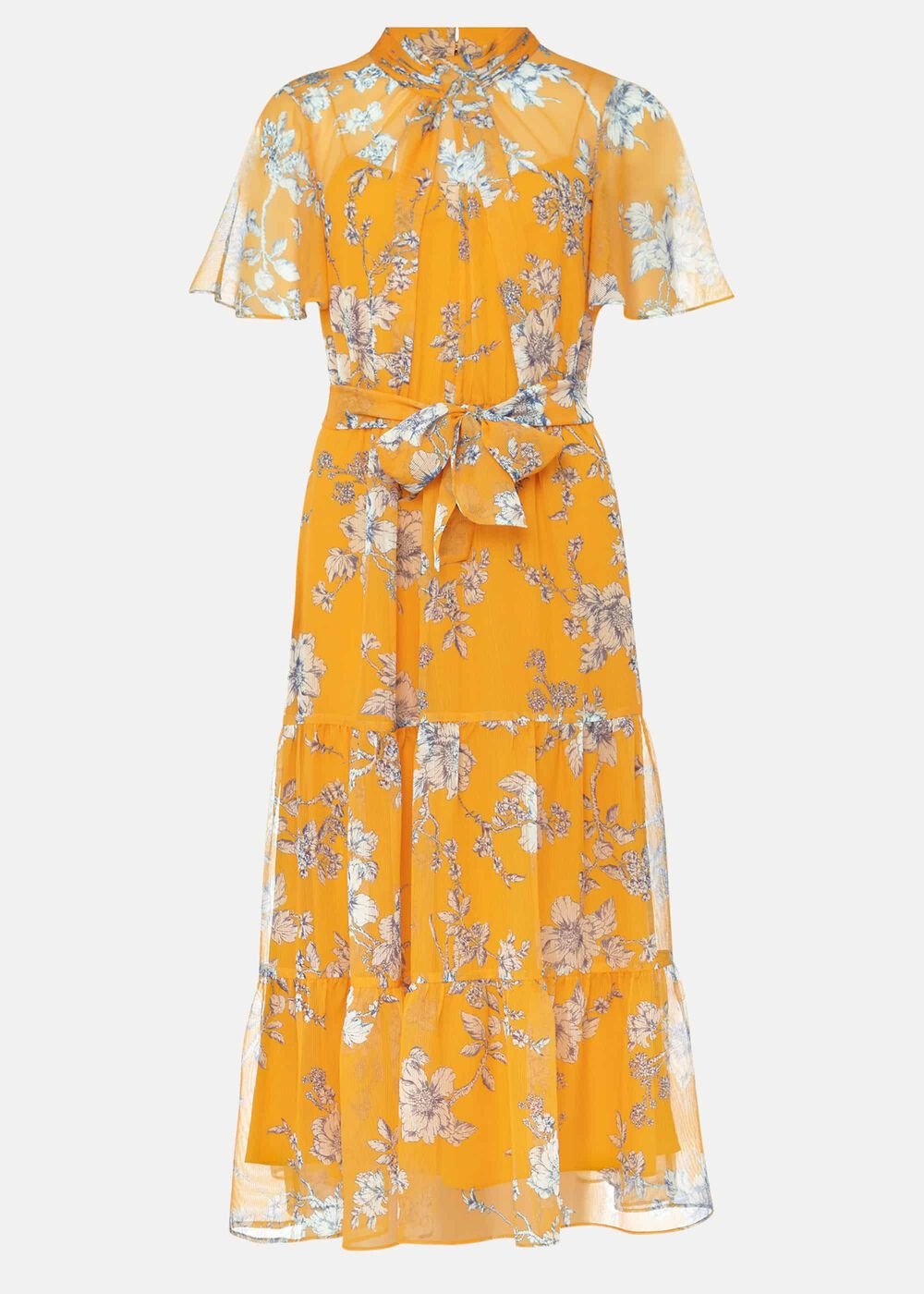 Emmalyn Tiered Georgette Dress - Canary