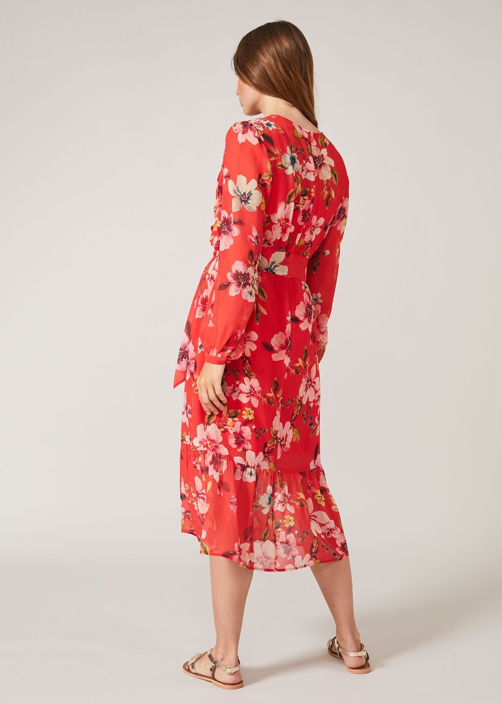 Bernadette Tiered Chiffon Dress - Kingfisher/Ivory