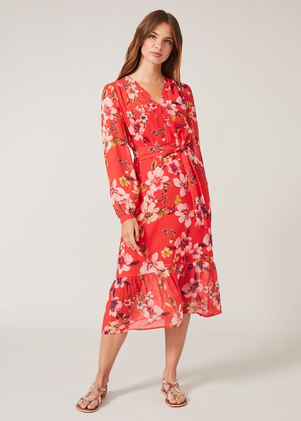 Bernadette Tiered Chiffon Dress - Kingfisher/Ivory