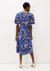 Jayla Floral Printed Dress - Cerulean/Almond/Canary