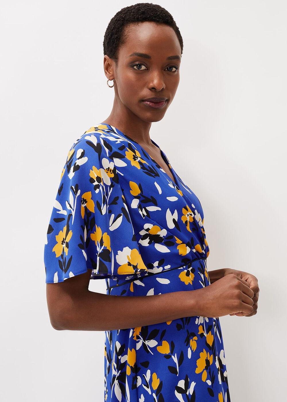 Jayla Floral Printed Dress - Cerulean/Almond/Canary