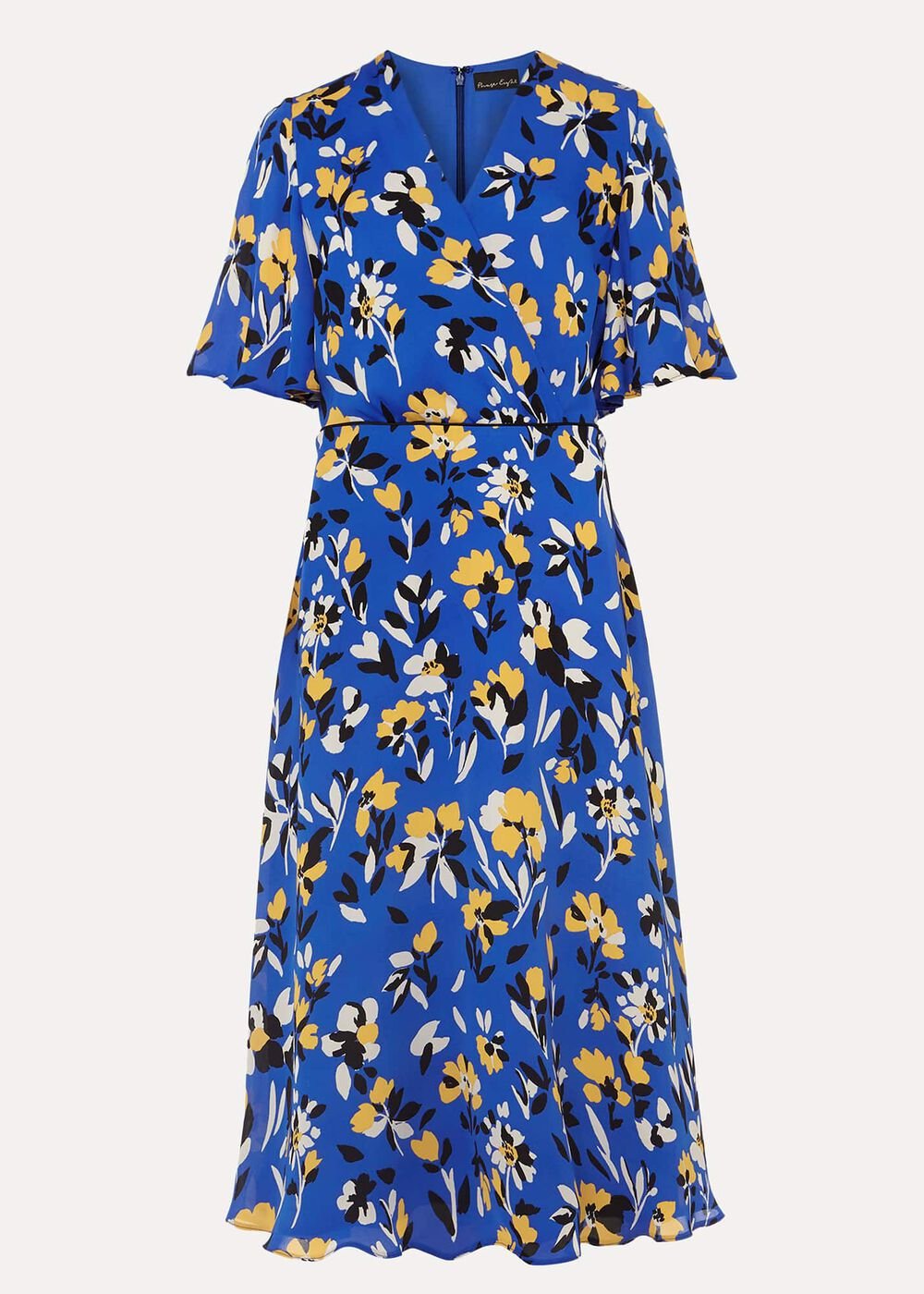 Jayla Floral Printed Dress - Cerulean/Almond/Canary
