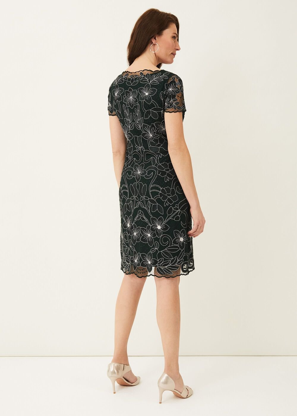 Nessa Embroidered Dress - Pine/Pearl