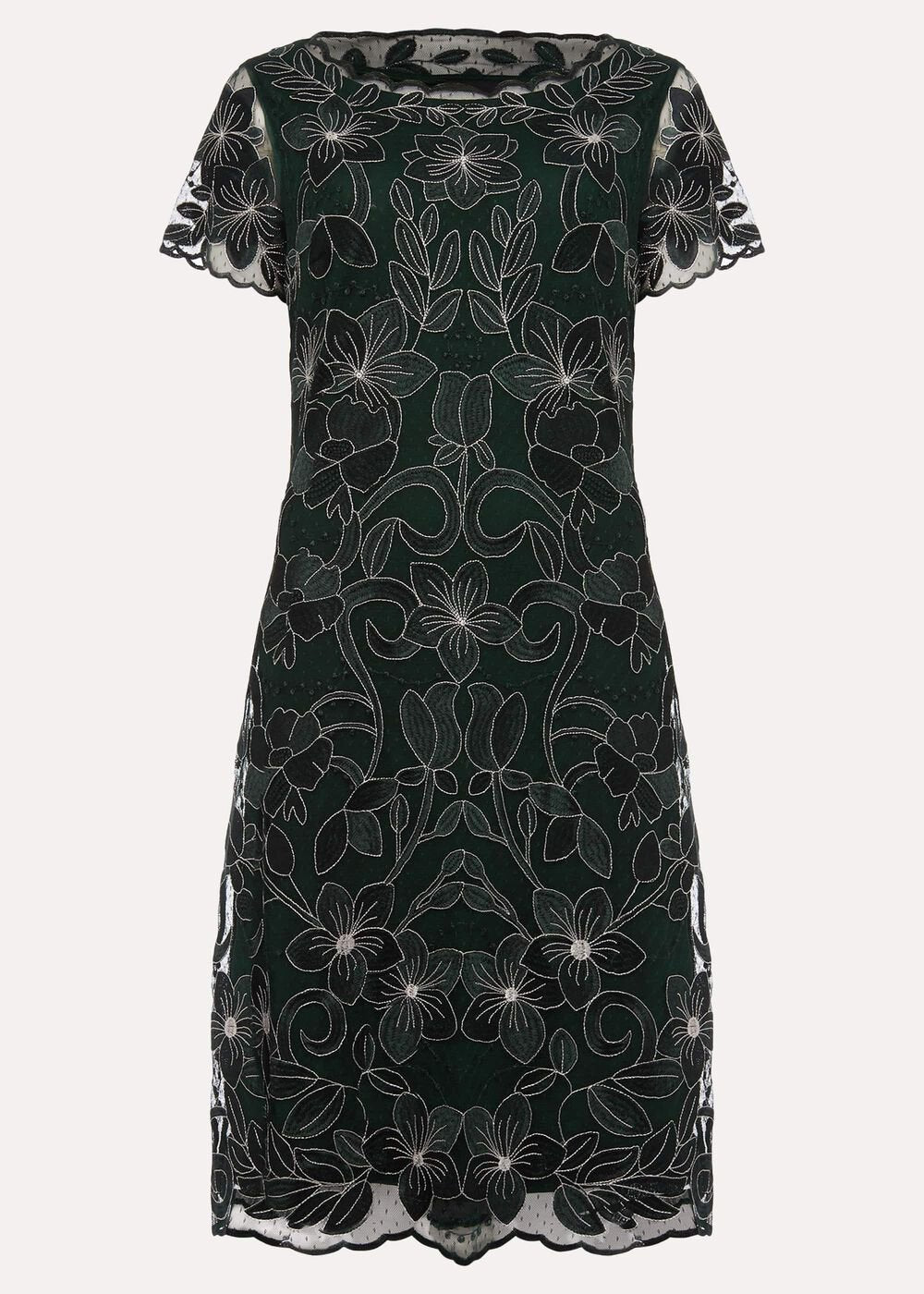Nessa Embroidered Dress - Pine/Pearl