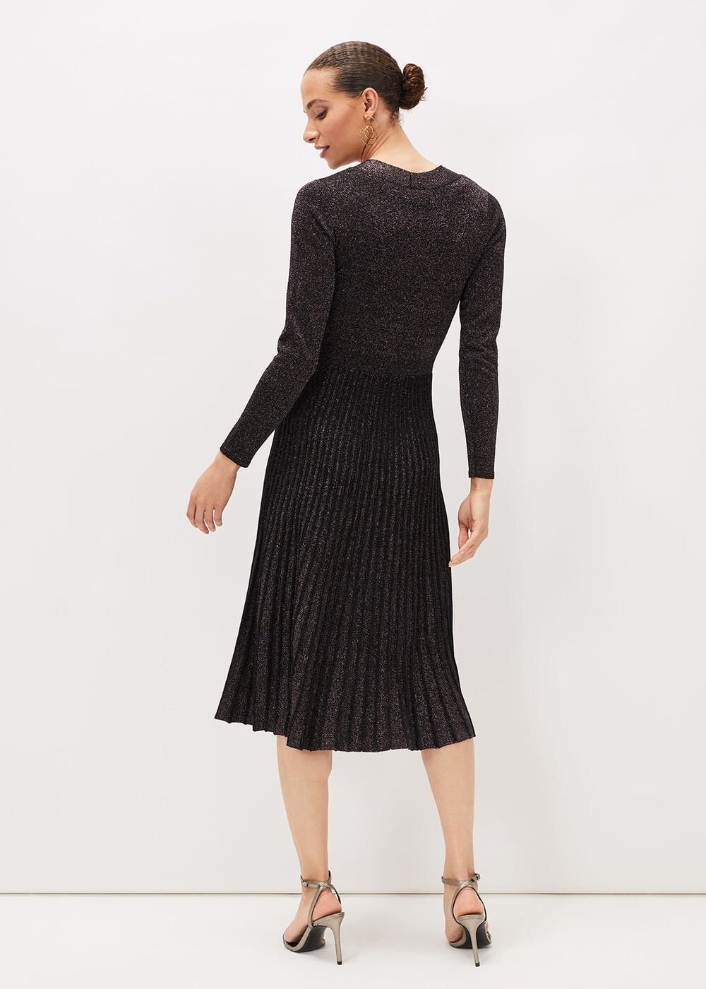 Jessamine Shimmer Knit Dress - Gunmetal