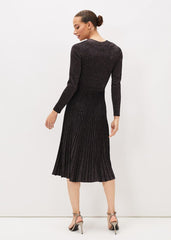Jessamine Shimmer Knit Dress - Gunmetal