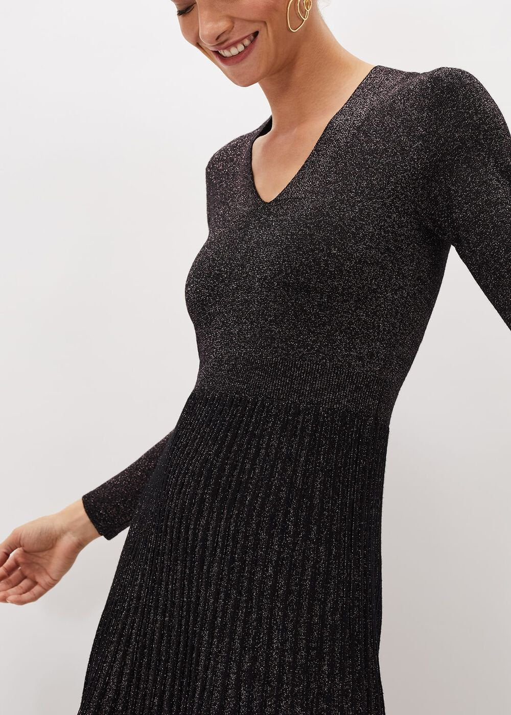 Jessamine Shimmer Knit Dress - Gunmetal