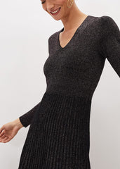 Jessamine Shimmer Knit Dress - Gunmetal