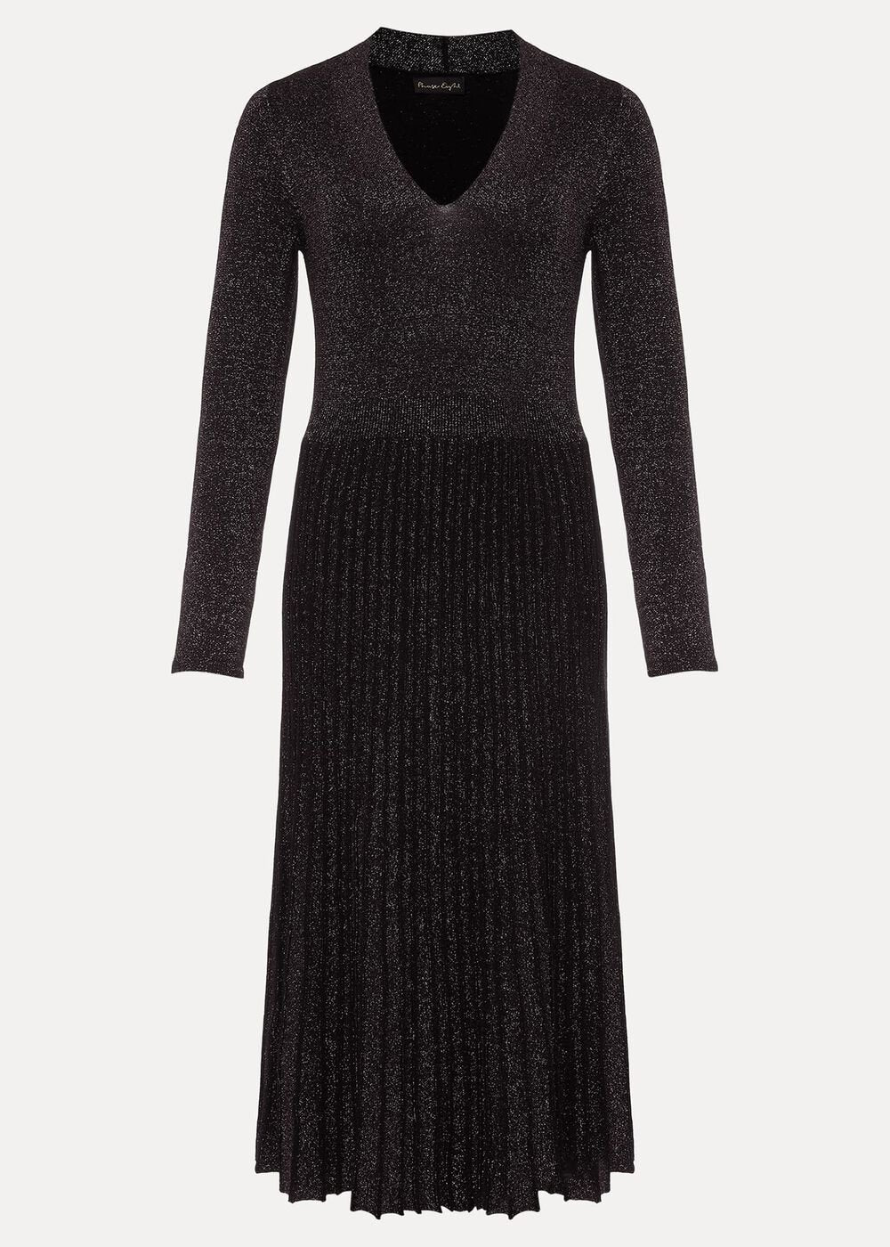 Jessamine Shimmer Knit Dress - Gunmetal