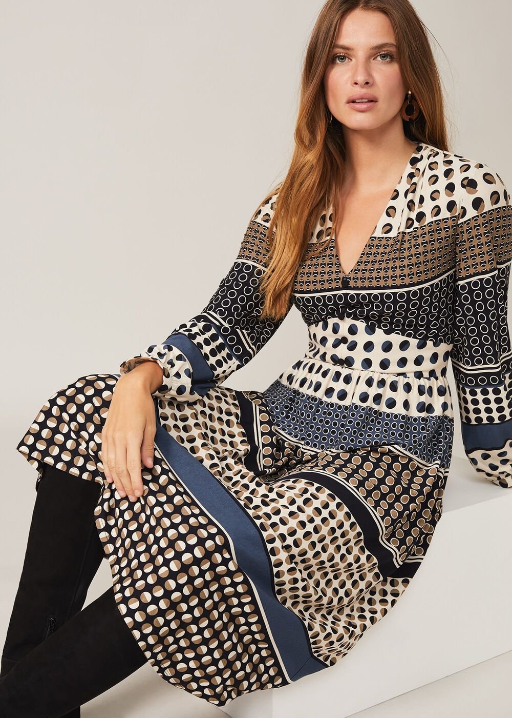 Jacinta Spot Print Dress - Black Multi