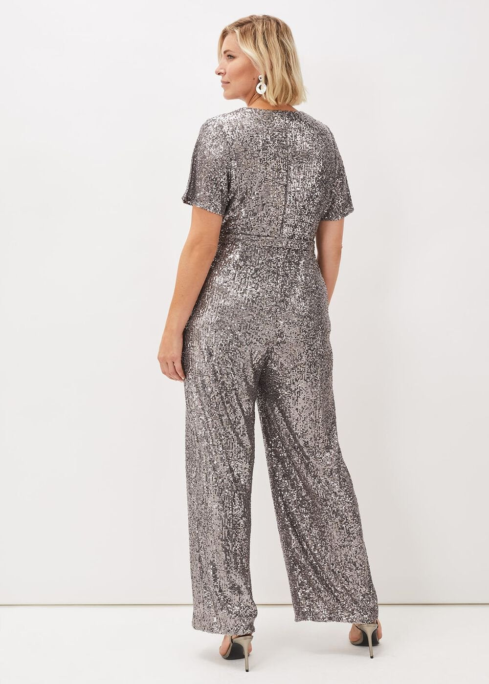 Alessandra Sequin Embellished Jumpsuit - Pewter