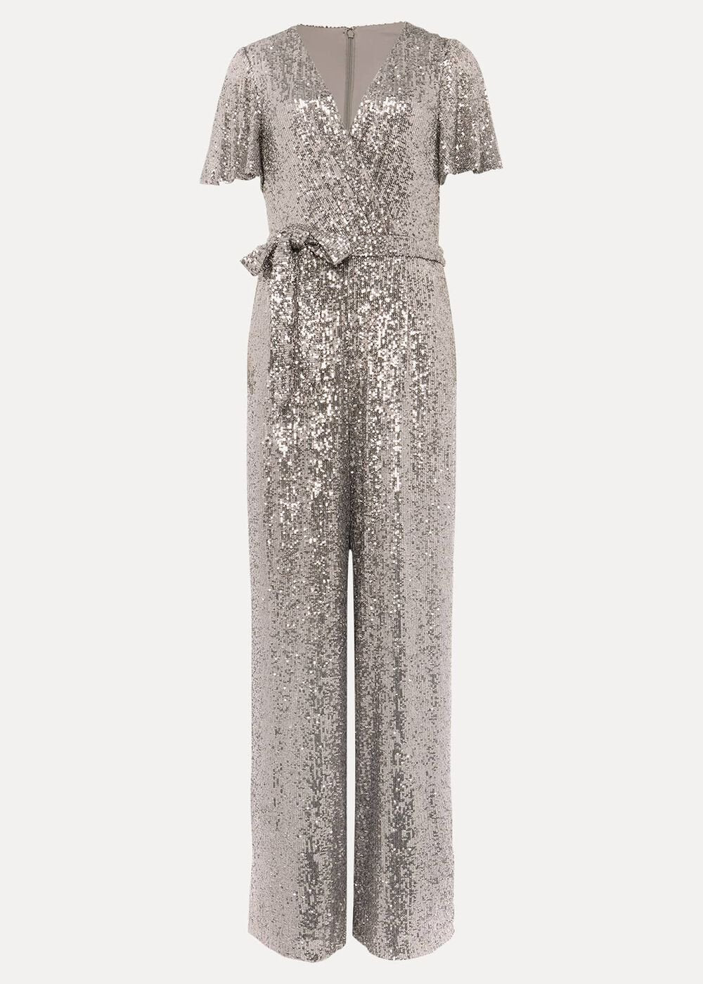 Alessandra Sequin Embellished Jumpsuit - Pewter