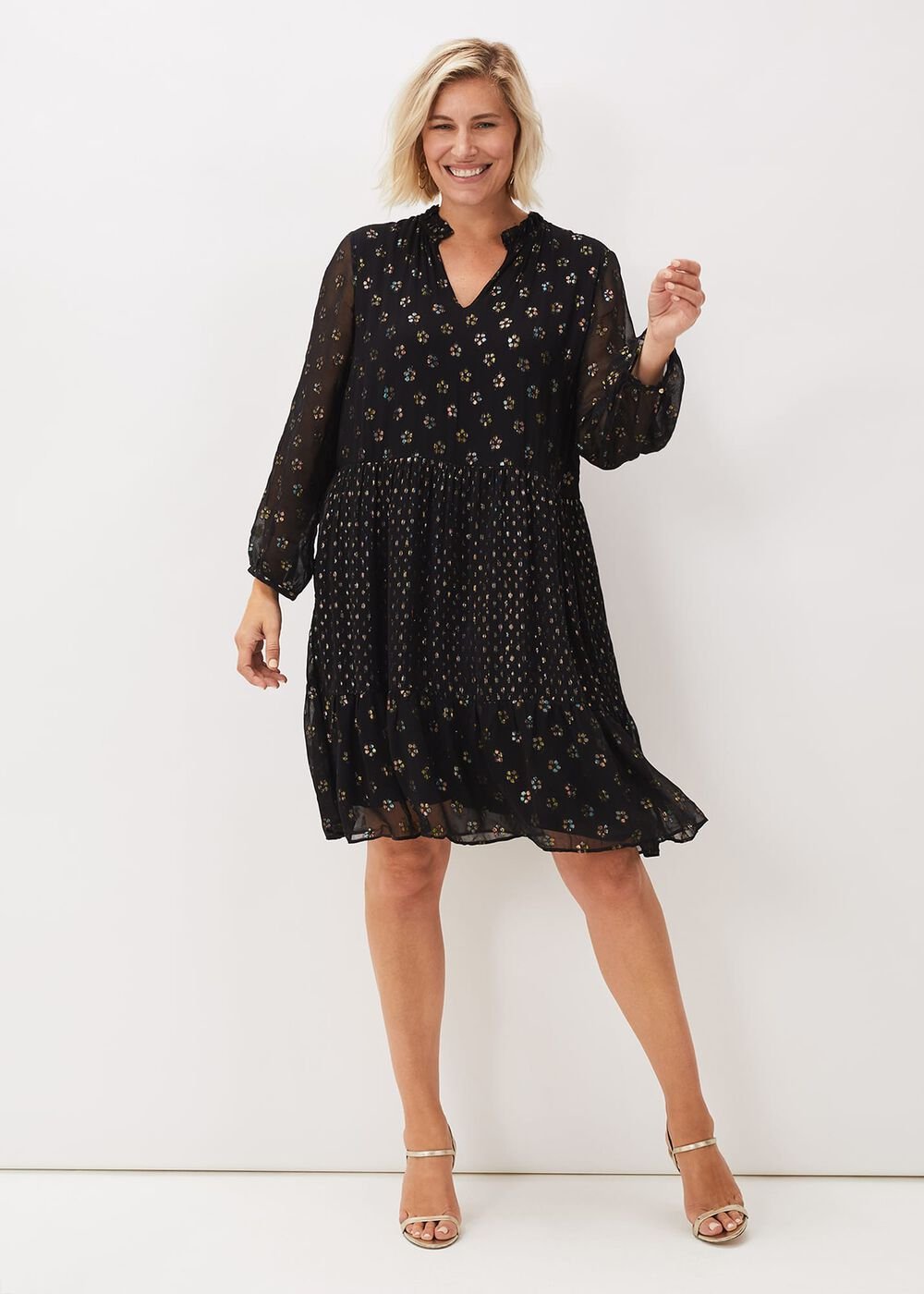 Sarah Sparkle Jacquard Dress - Black Multi