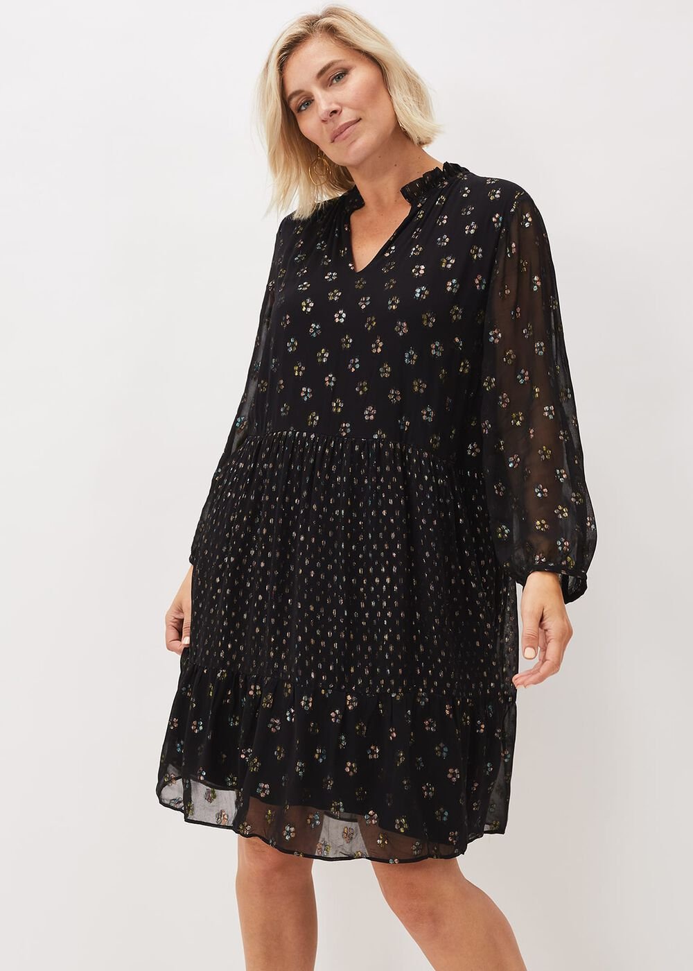 Sarah Sparkle Jacquard Dress - Black Multi
