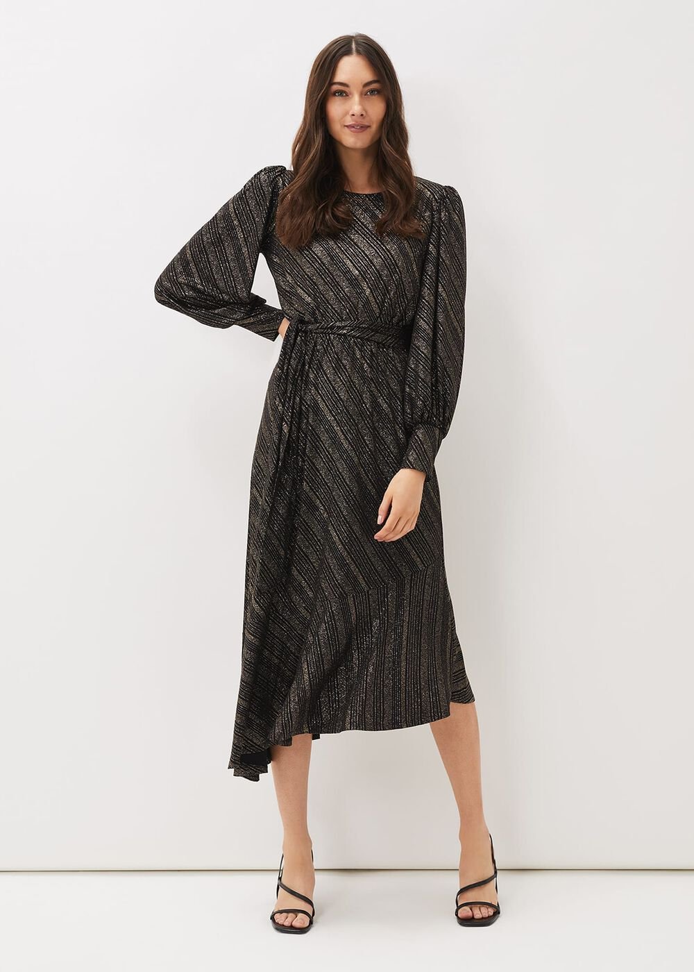 Clairette Asymmetric Sparkle Dress - Black