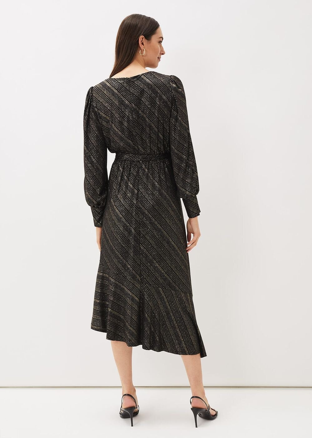 Clairette Asymmetric Sparkle Dress - Black