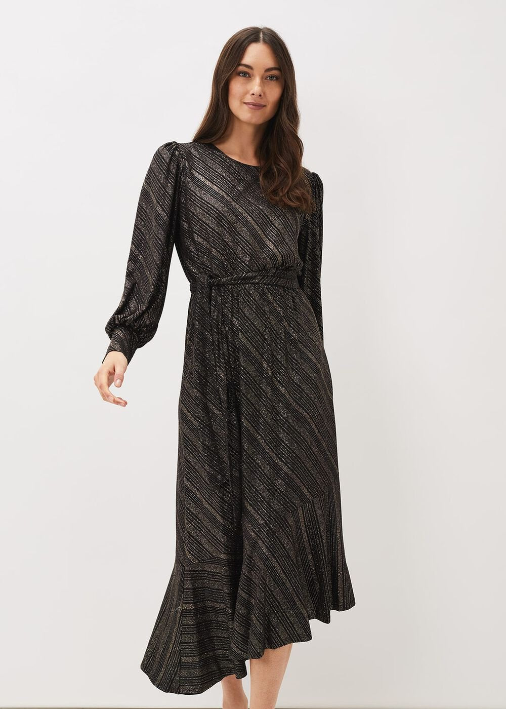 Clairette Asymmetric Sparkle Dress - Black