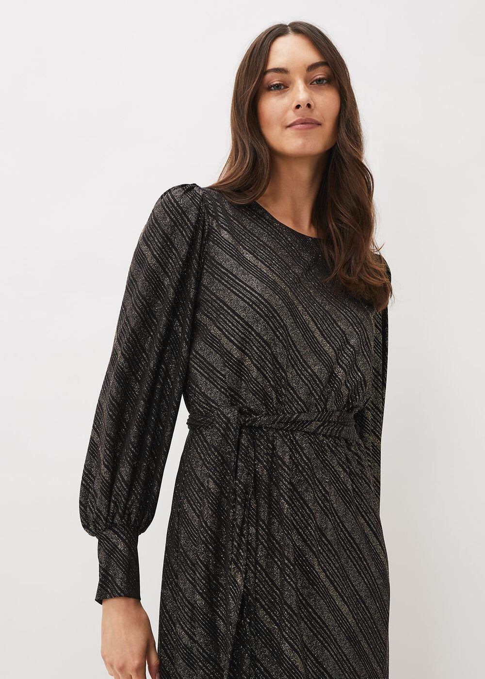 Clairette Asymmetric Sparkle Dress - Black