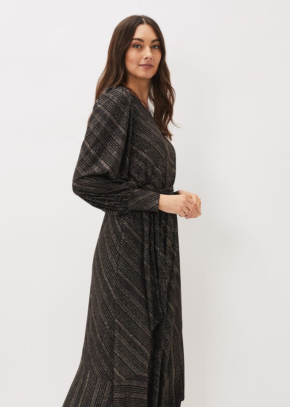 Clairette Asymmetric Sparkle Dress - Black