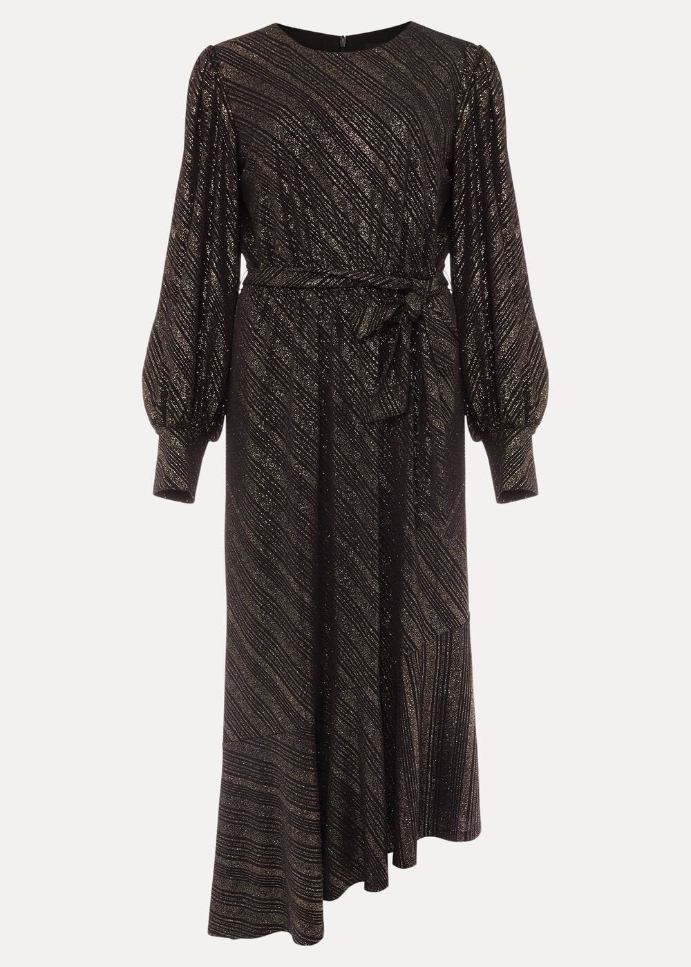 Clairette Asymmetric Sparkle Dress - Black