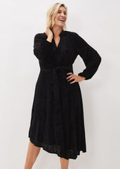 Devore Tie Asymmetric Dress - Black