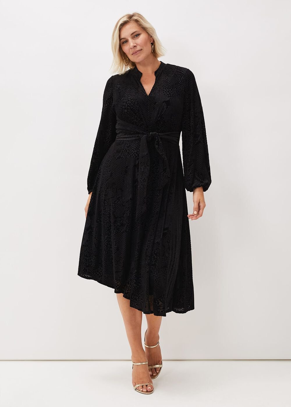 Devore Tie Asymmetric Dress - Black