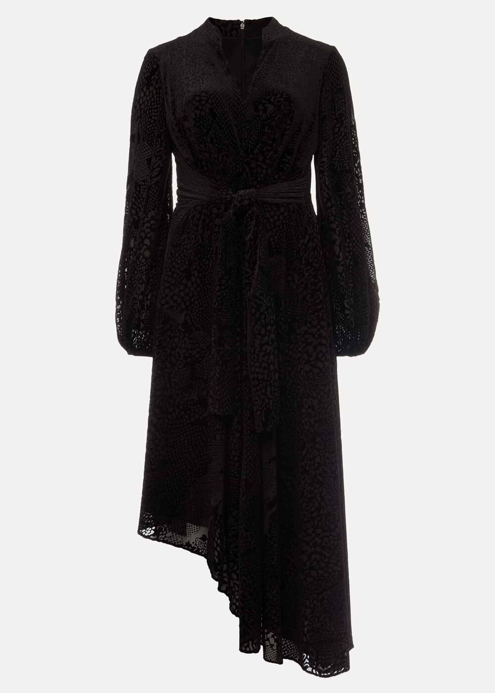 Devore Tie Asymmetric Dress - Black