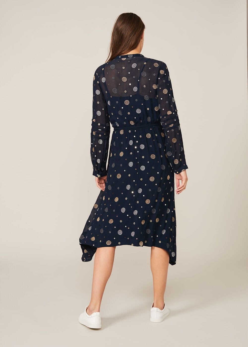 Eve Embroidered Spot Dress - Navy Multi