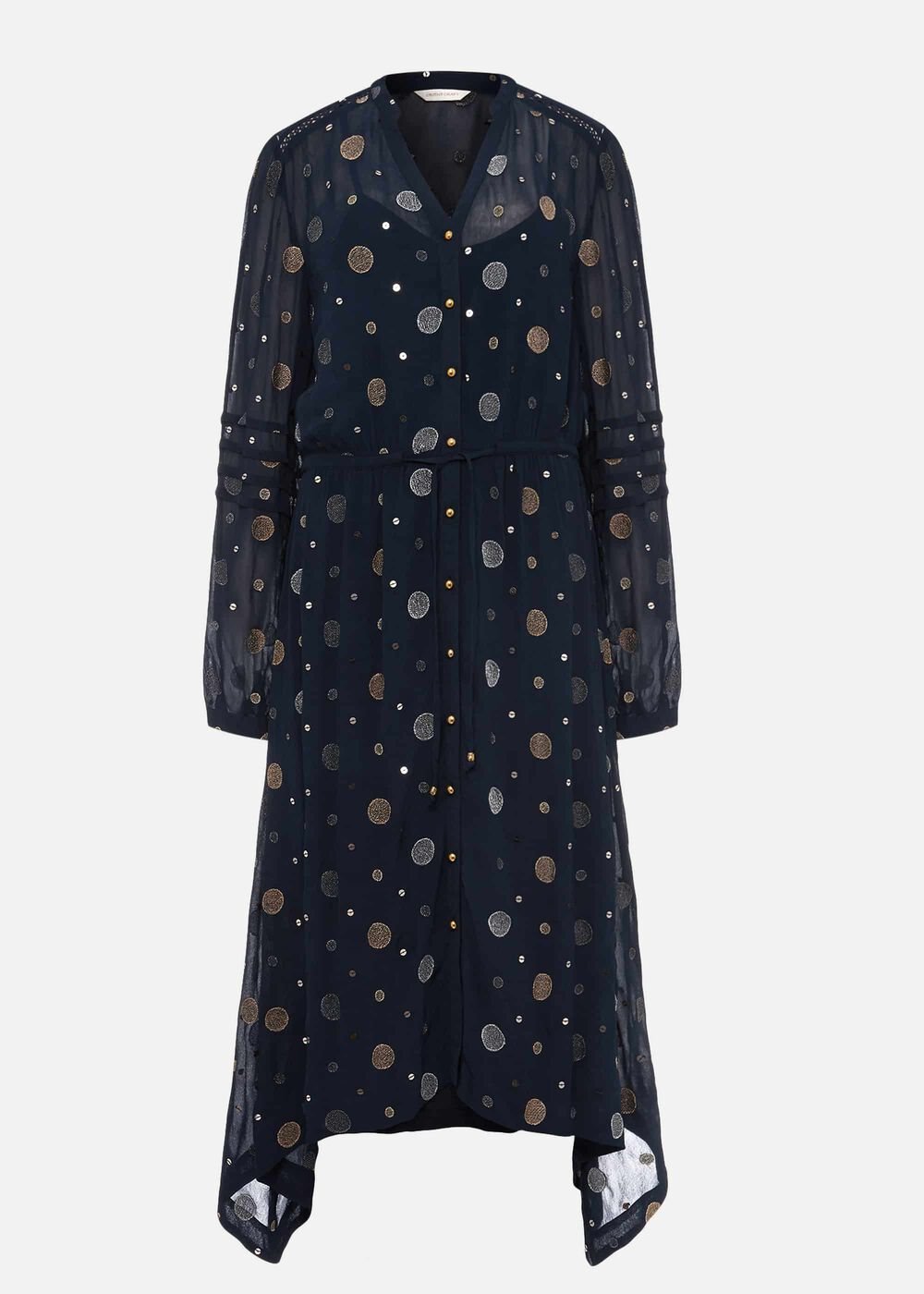Eve Embroidered Spot Dress - Navy Multi