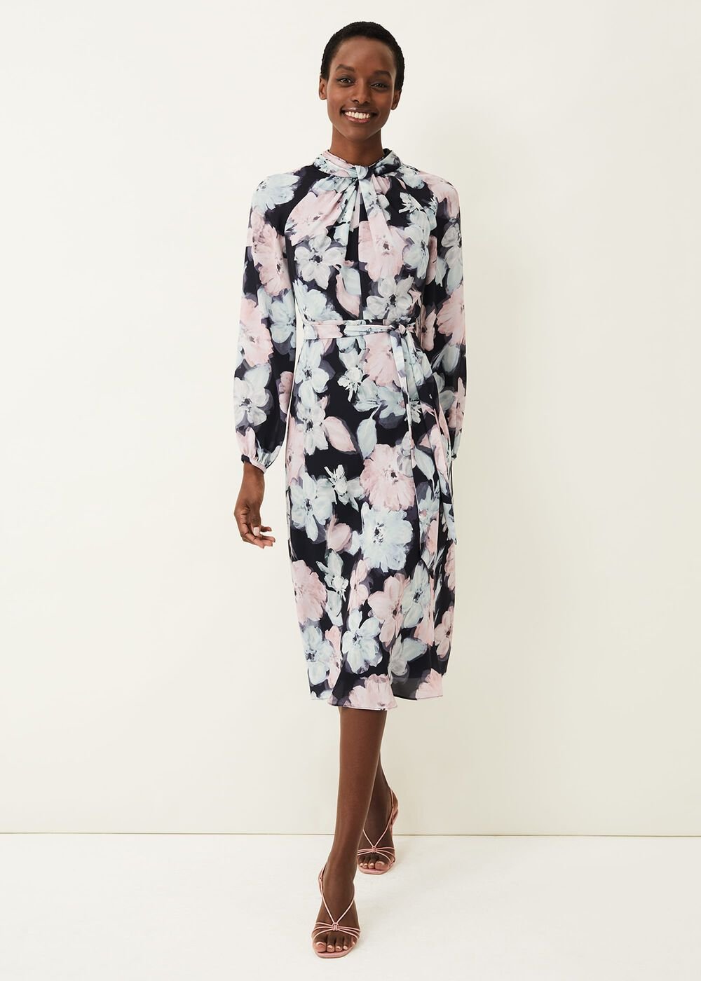 Ella Floral Print Dress - Navy Multi