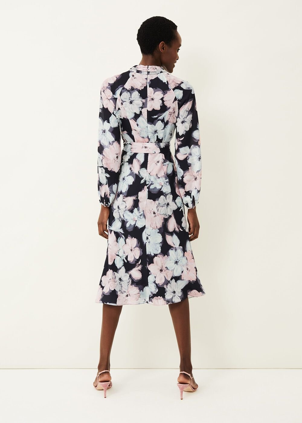 Ella Floral Print Dress - Navy Multi