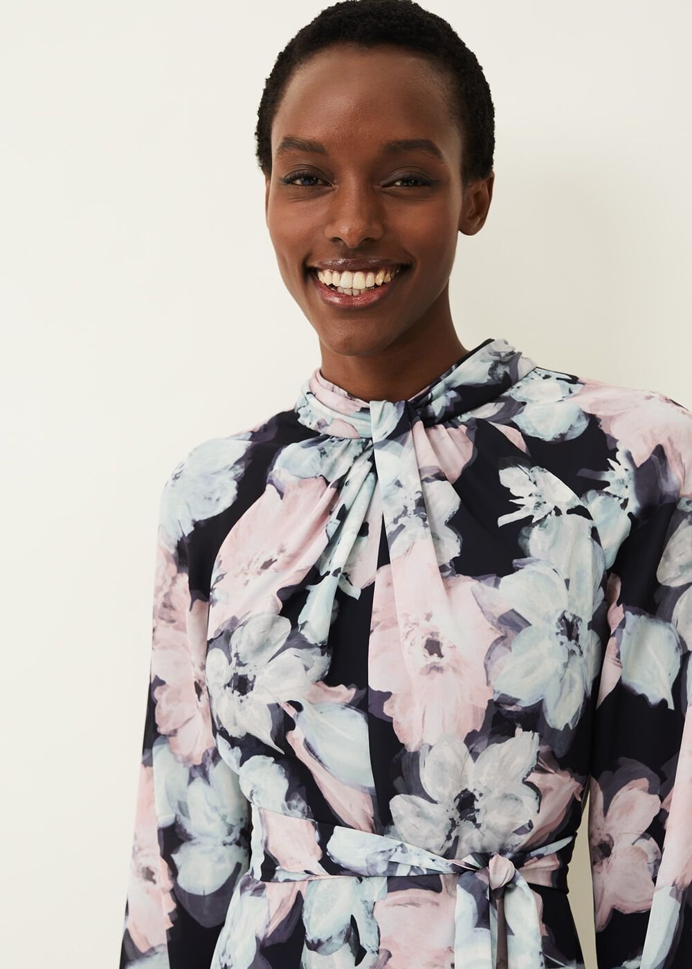 Ella Floral Print Dress - Navy Multi