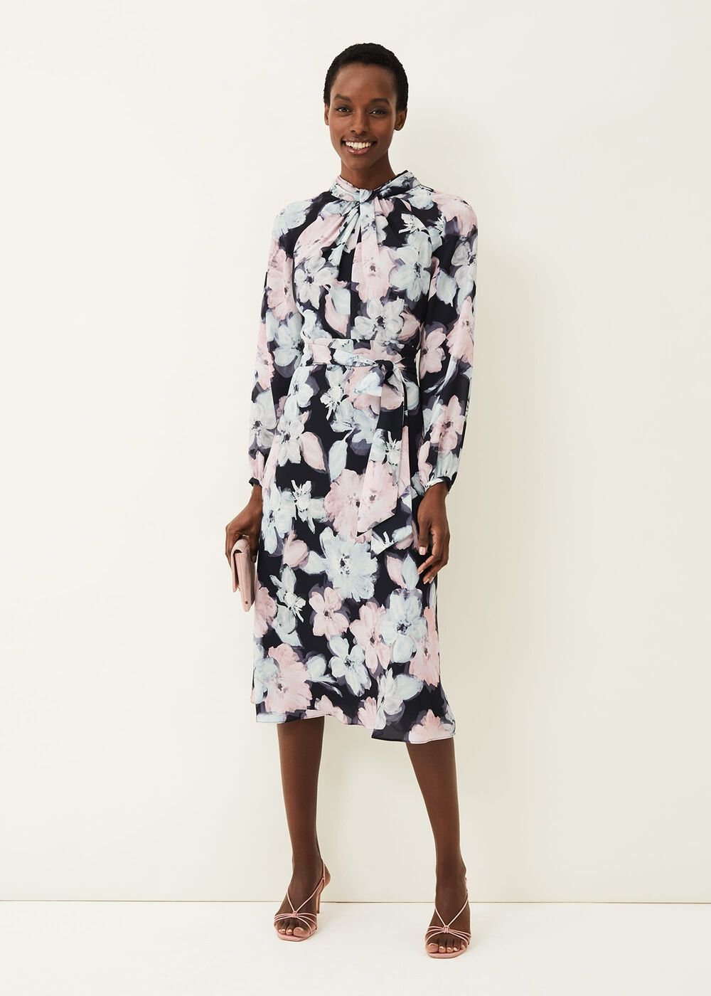 Ella Floral Print Dress - Navy Multi