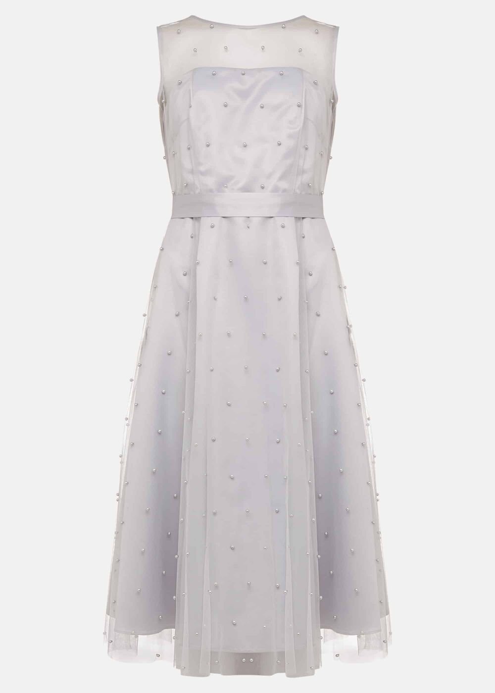 Evadine Pearl Embellished Tulle Dress - Mineral