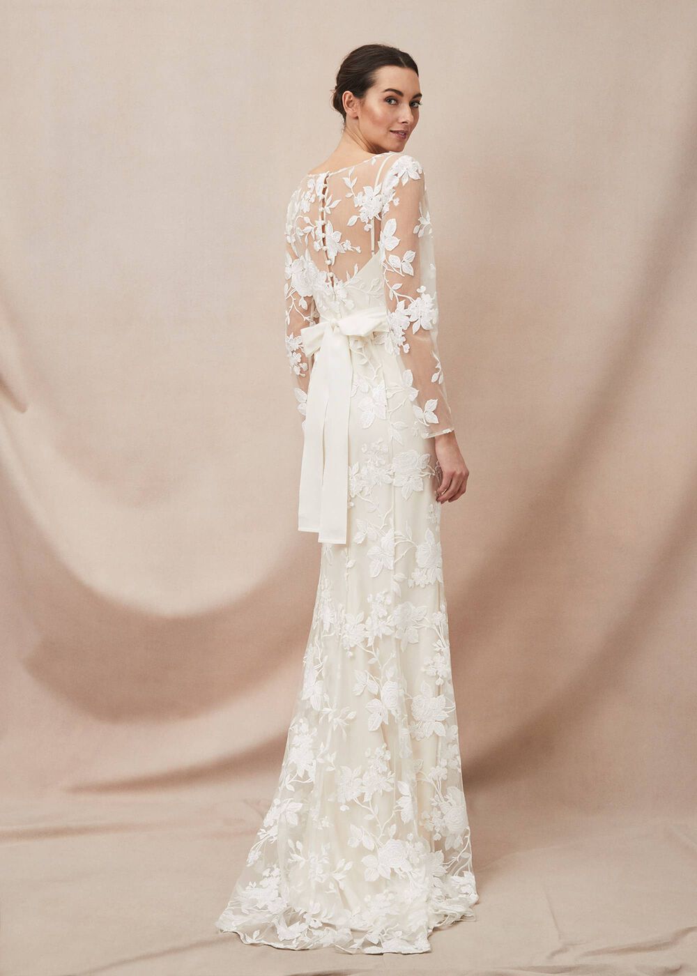 Saffron Lace Wedding Dress - Almond
