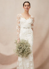Saffron Lace Wedding Dress - Almond