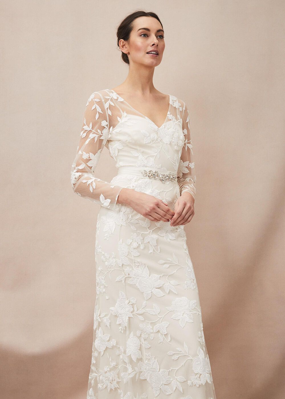 Saffron Lace Wedding Dress - Almond