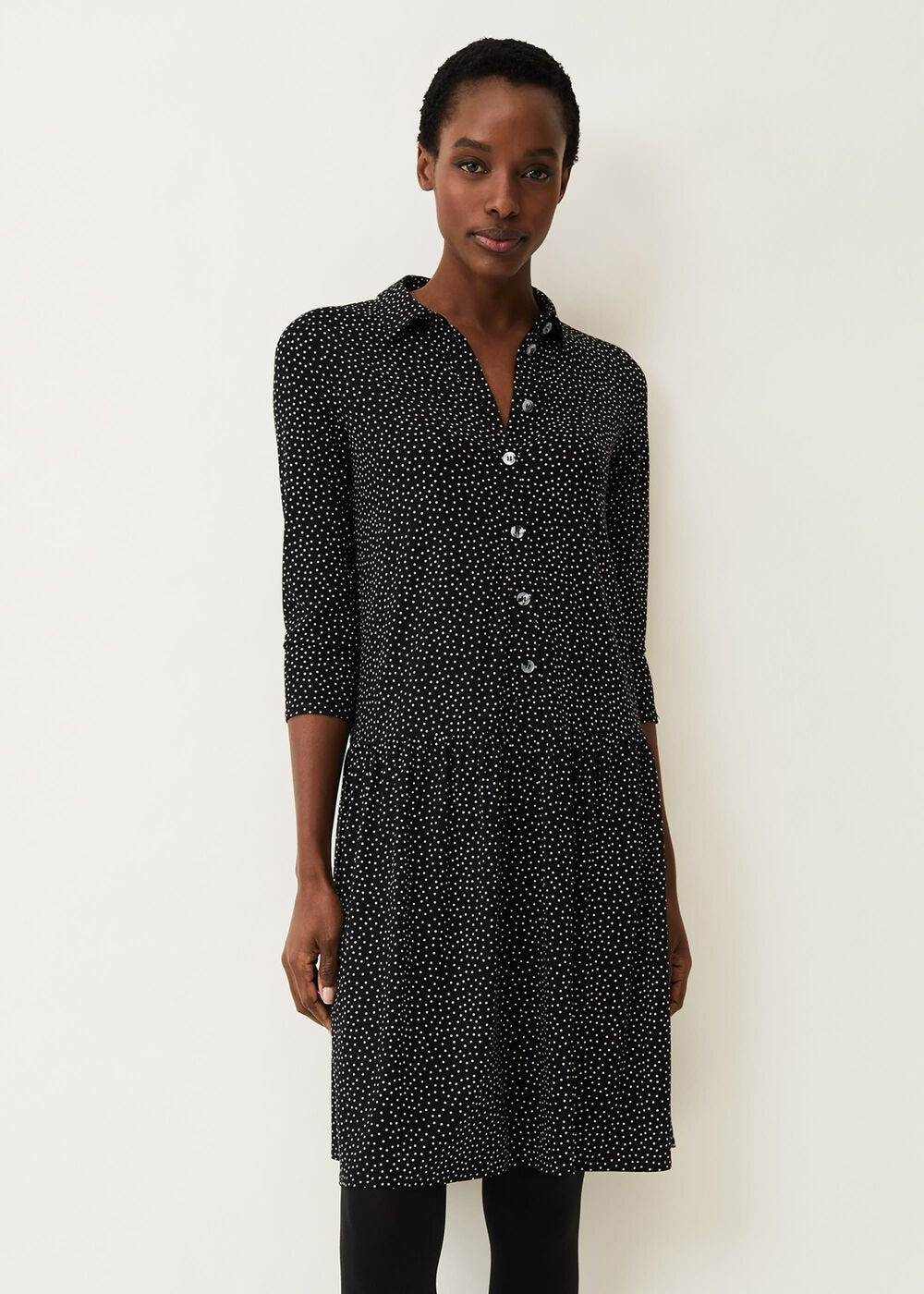 Mina Spot Print Shirt Dress - Black/White