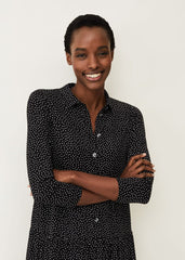 Mina Spot Print Shirt Dress - Black/White