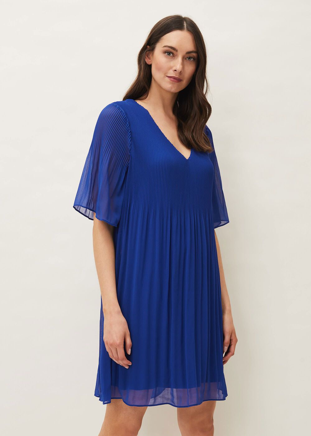 Ella Pleat Dress - Cobalt