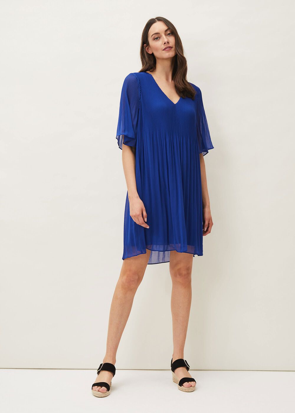 Ella Pleat Dress - Cobalt