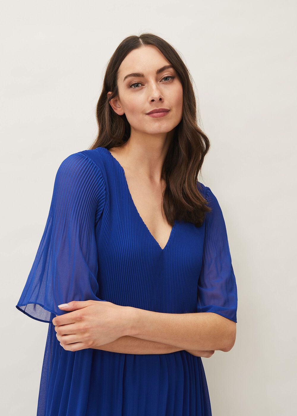 Ella Pleat Dress - Cobalt