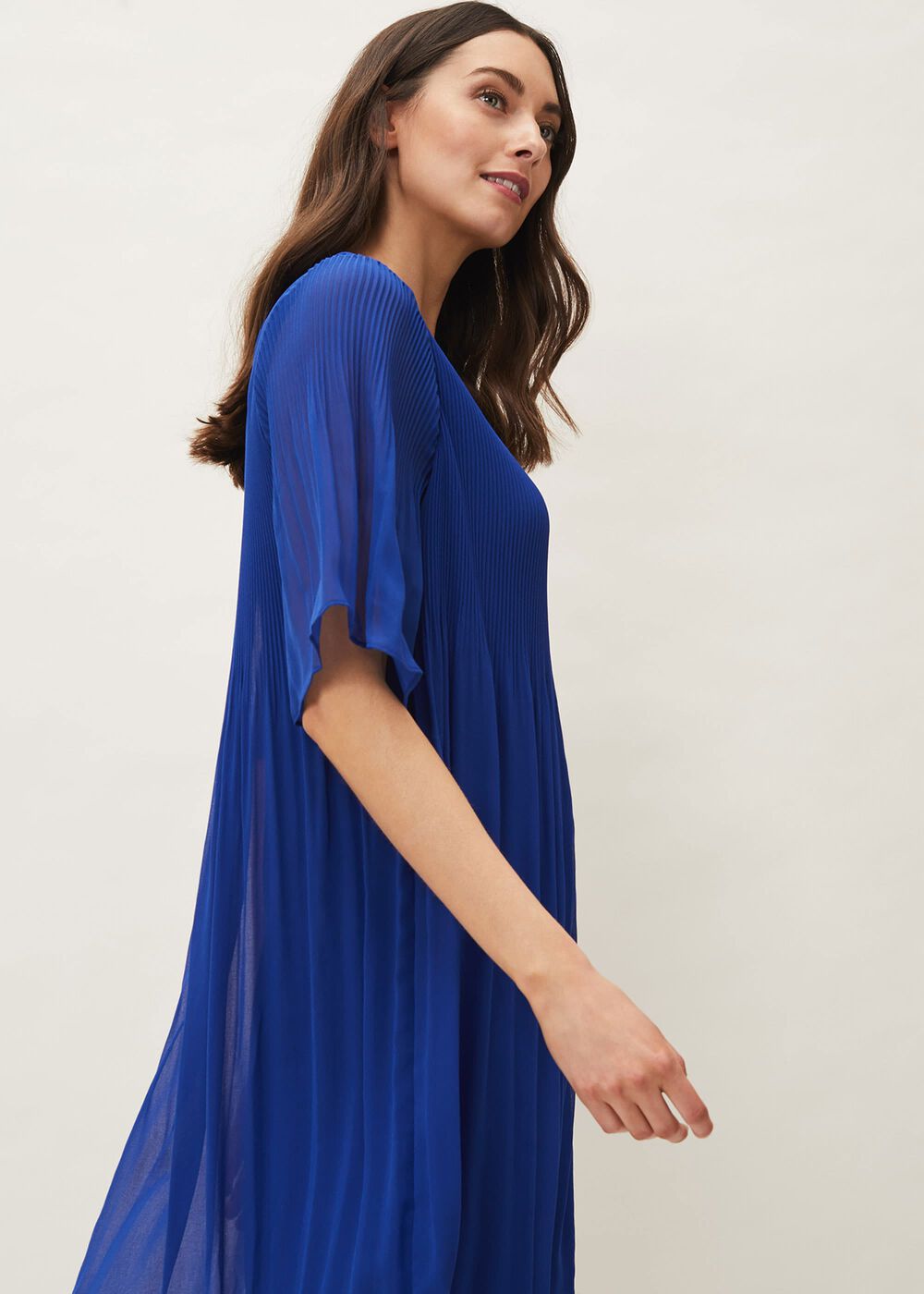 Ella Pleat Dress - Cobalt