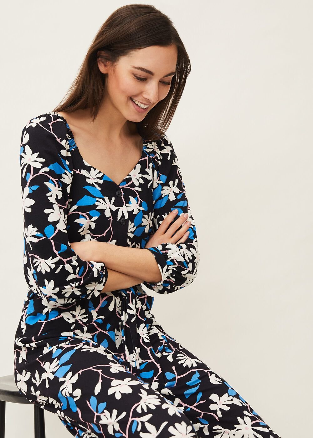 Magnolia Floral Jersey Jumpsuit - Navy/Multi