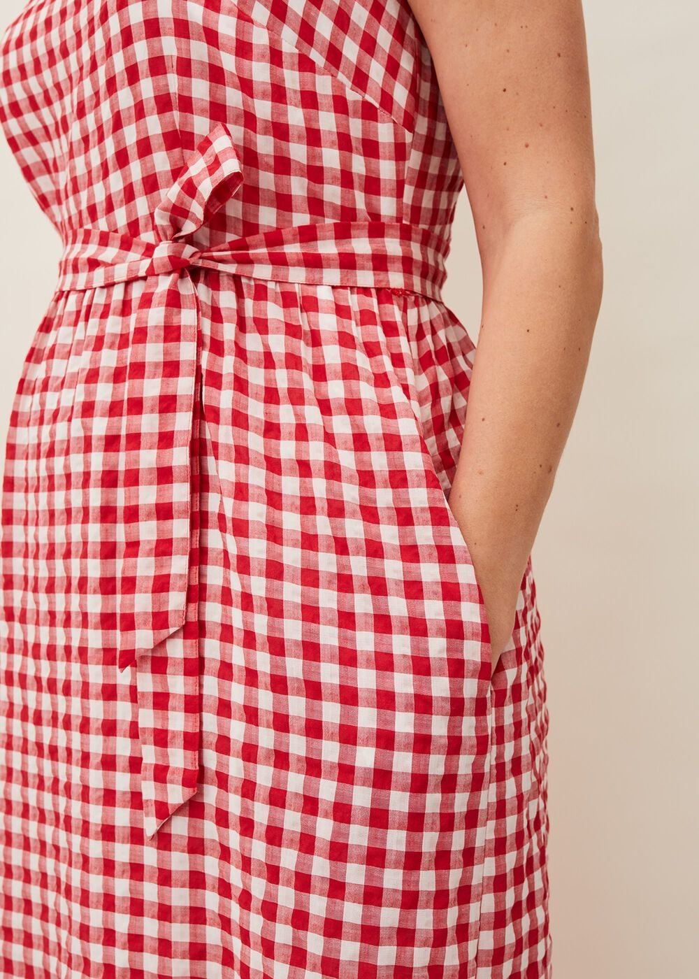 Geri Gingham Maxi Dress - Red/Ivory