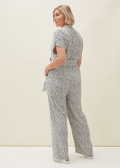 Paige Abstract Print Jumpsuit - Navy/Ivory